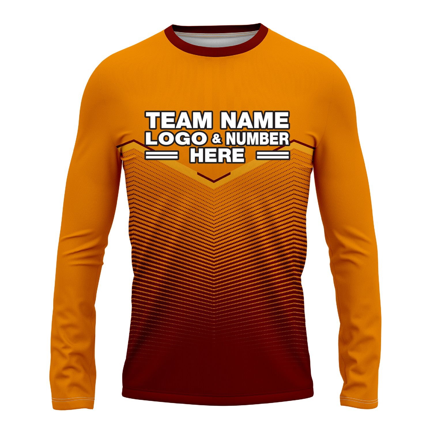 Custom Fully Sublimated Bold Pattern Orange Red Performance Long Sleeves 16146