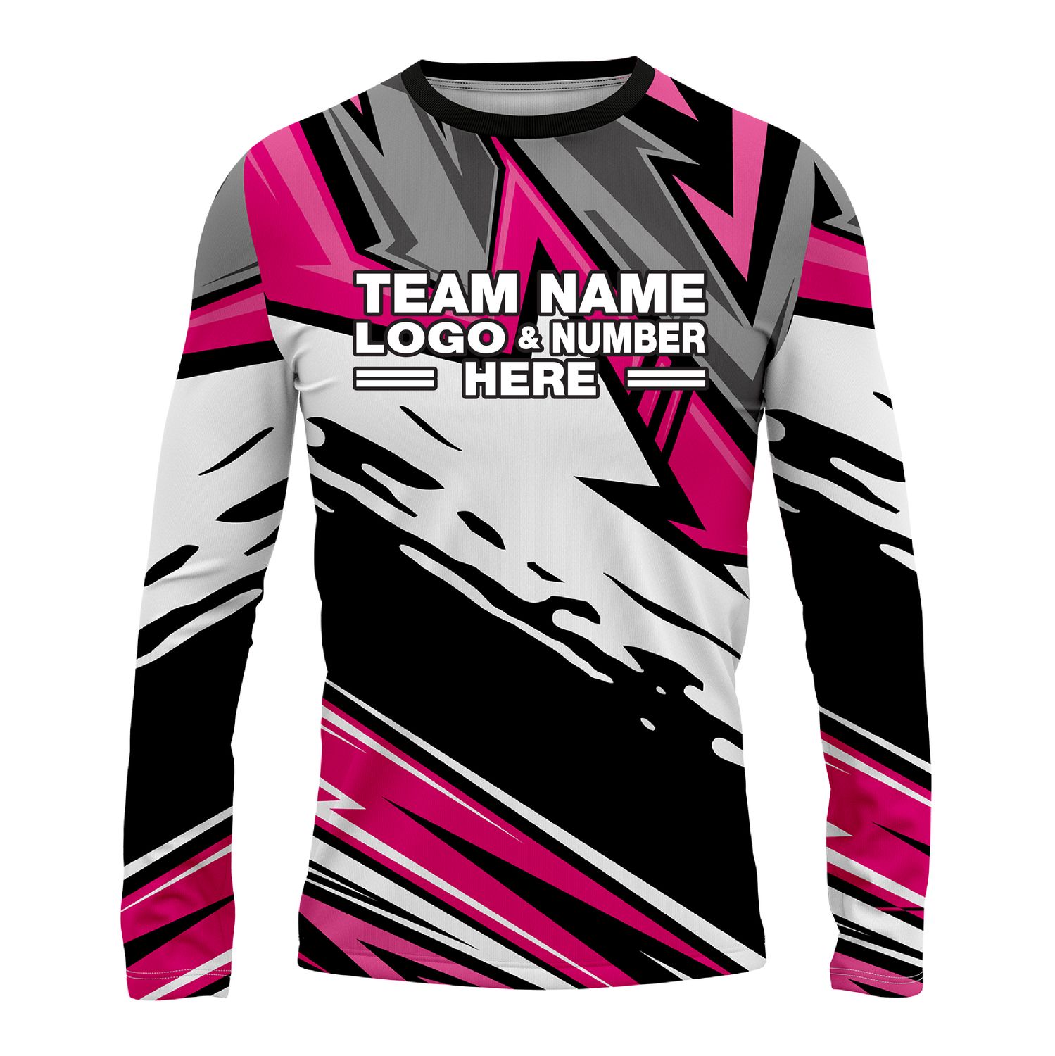 Custom Fully Sublimated Energetic Pattern Black Gray Pink Performance Long Sleeves 16218