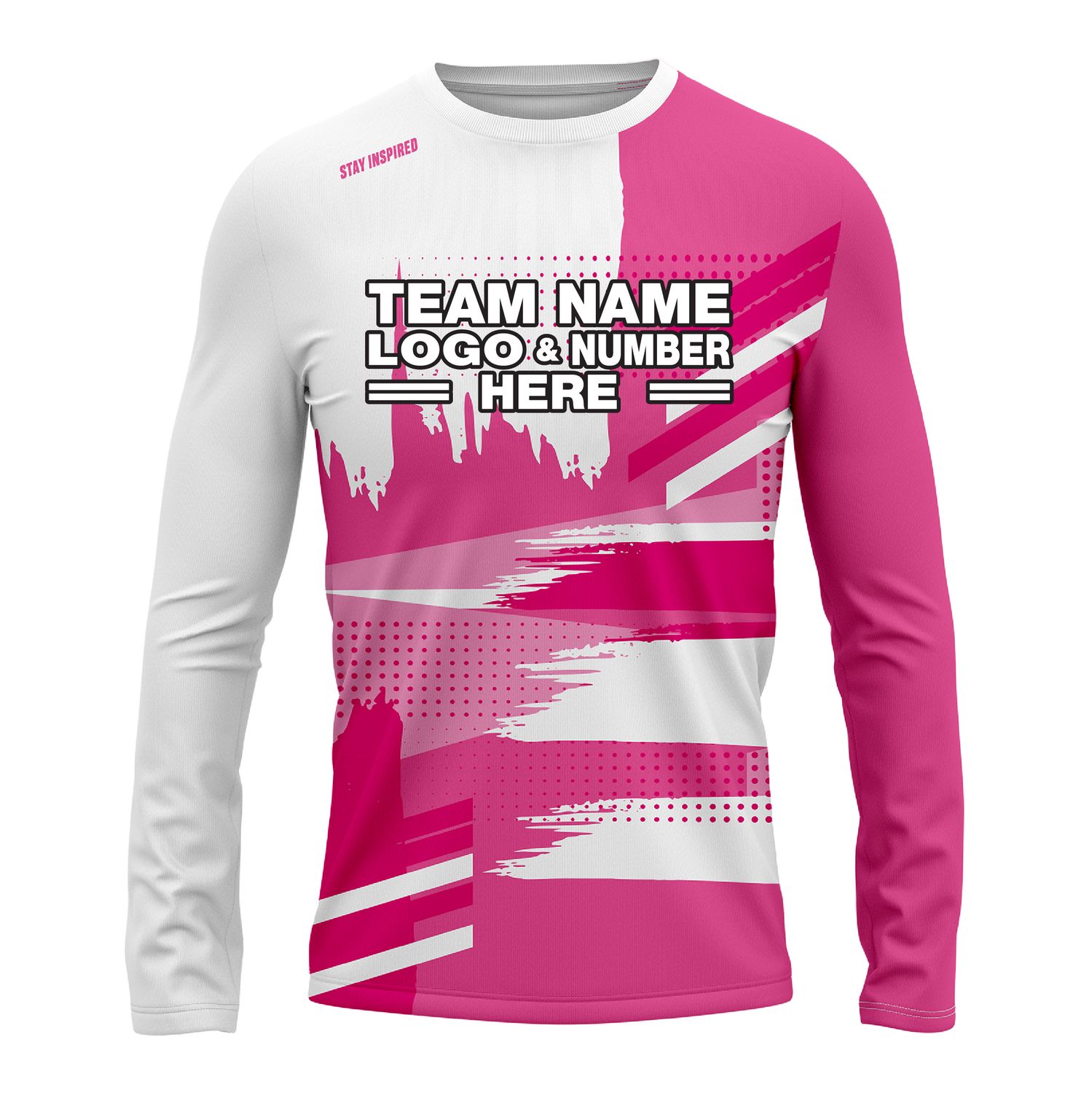 Custom Fully Sublimated Landscape Pattern Pink White Performance Long Sleeves 16254
