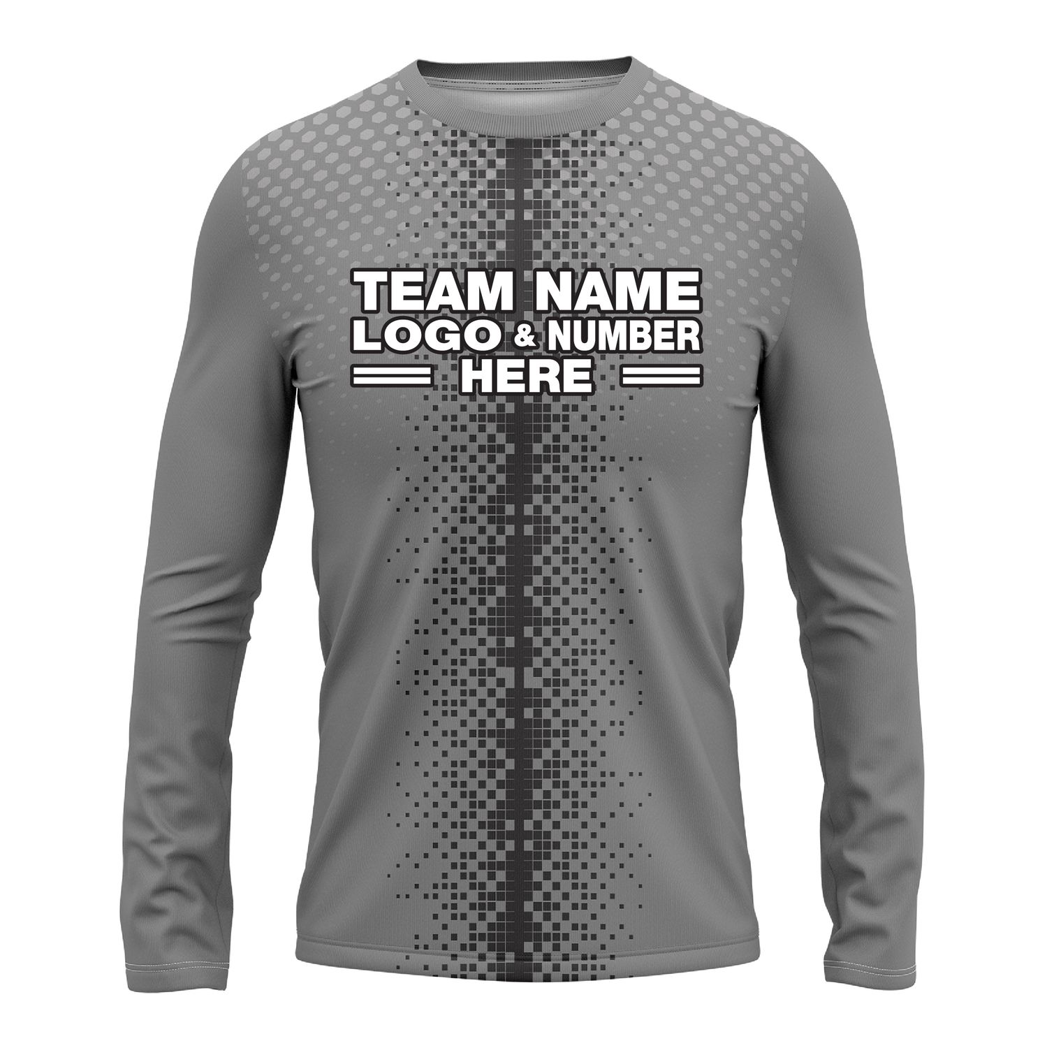 Custom Fully Sublimated Pixel Stripe Pattern Black Gray Performance Long Sleeves 16378