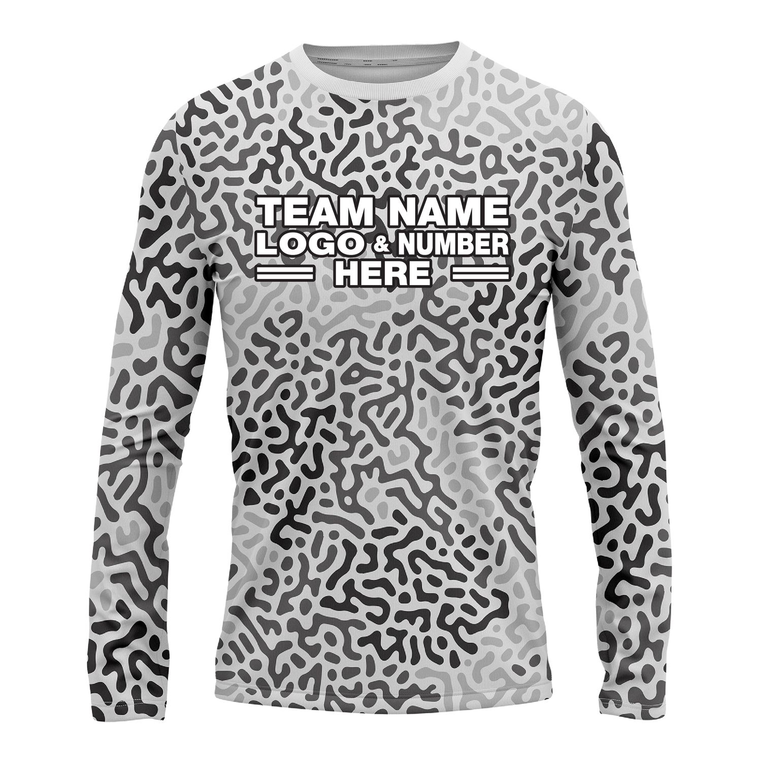 Custom Fully Sublimated Monochrome Maze Pattern White Performance Long Sleeves 16402