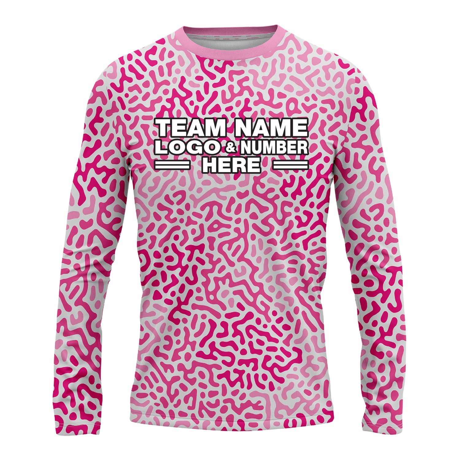 Custom Fully Sublimated Monochrome Maze Pattern Pink Performance Long Sleeves 16414