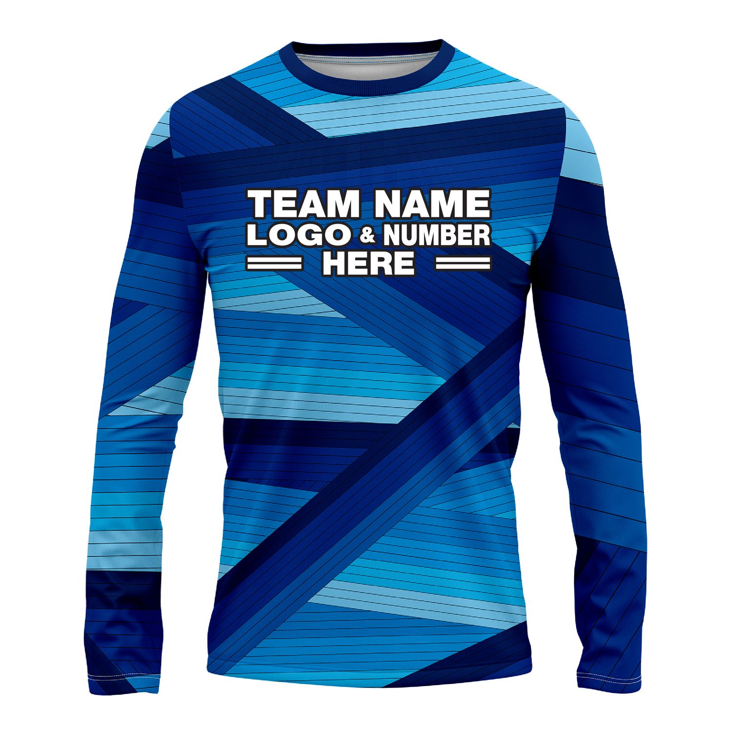 Custom Fully Sublimated Wrapped Lines Pattern Blues Performance Long Sleeves 16438