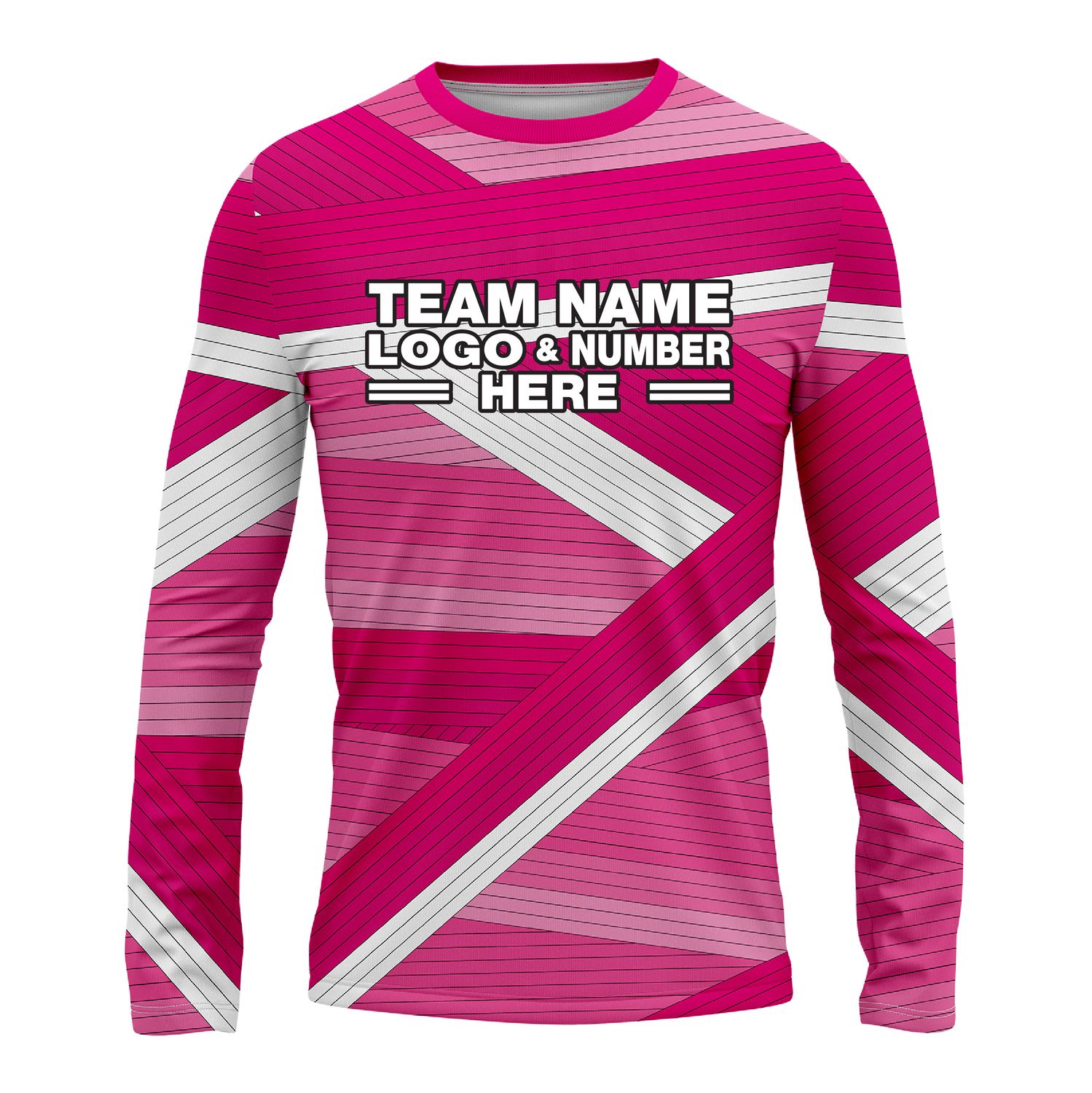 Custom Fully Sublimated Wrapped Lines Pattern Pink Performance Long Sleeves 16450