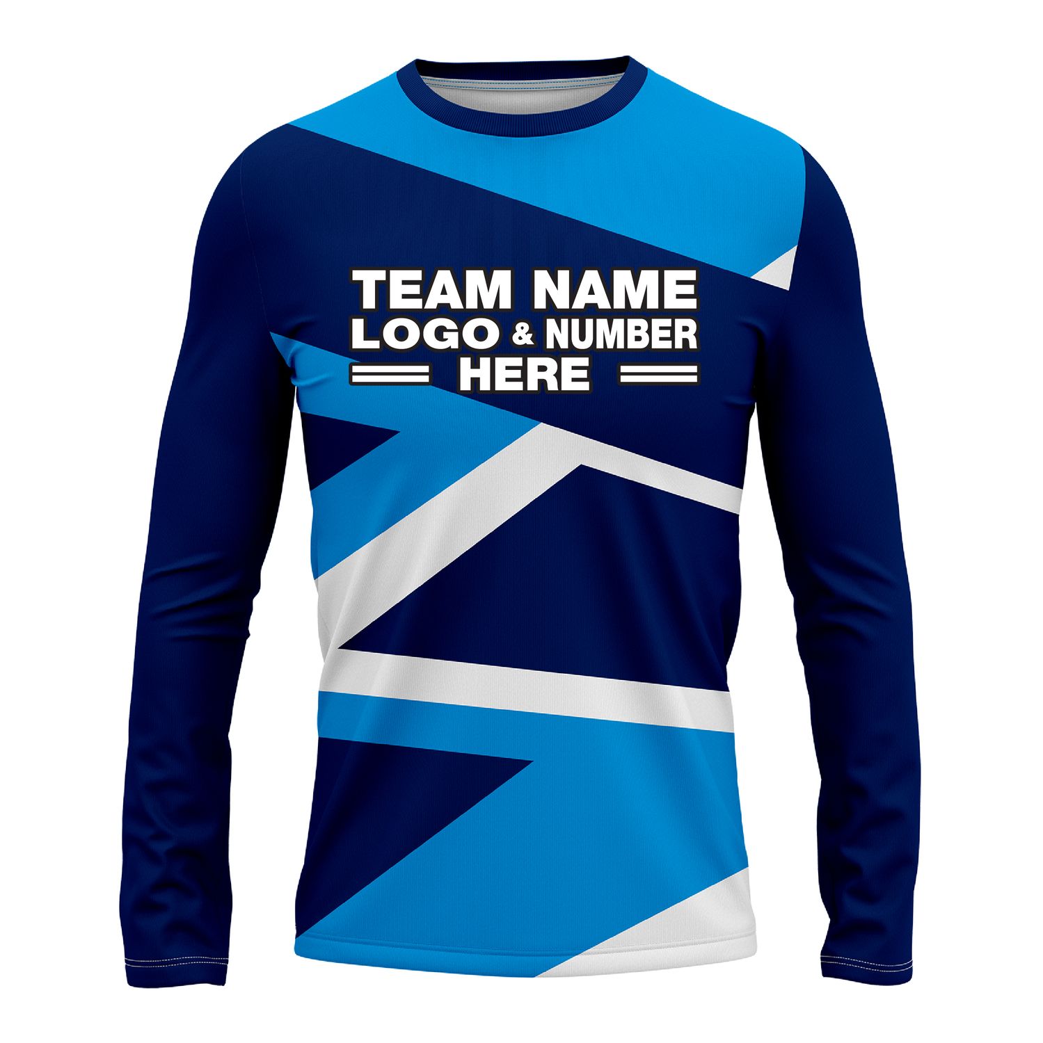 Custom Fully Sublimated Intricate Lines Pattern Blue White Performance Long Sleeves 16462