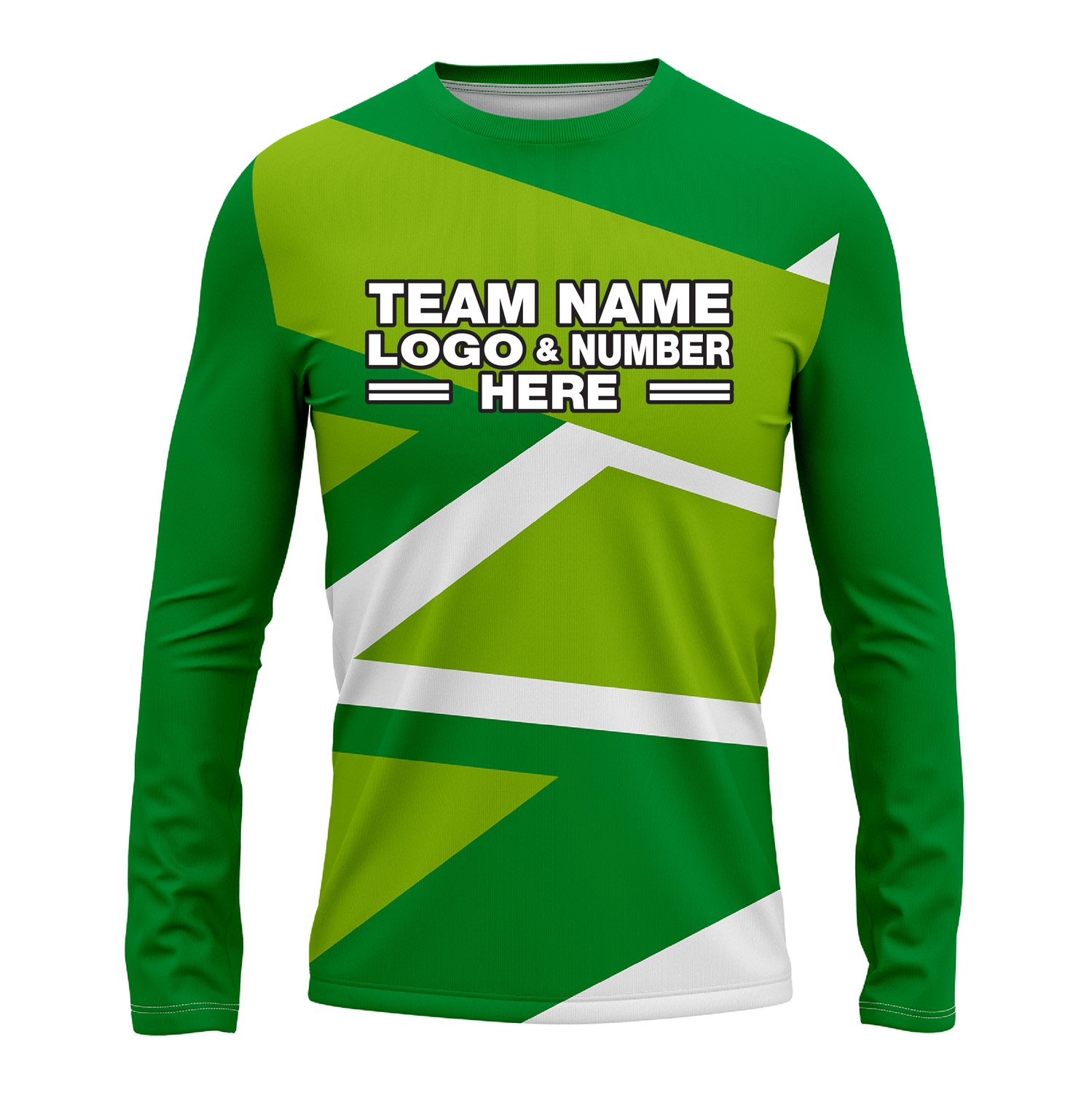 Custom Fully Sublimated Intricate Lines Pattern Green White Performance Long Sleeves 16474