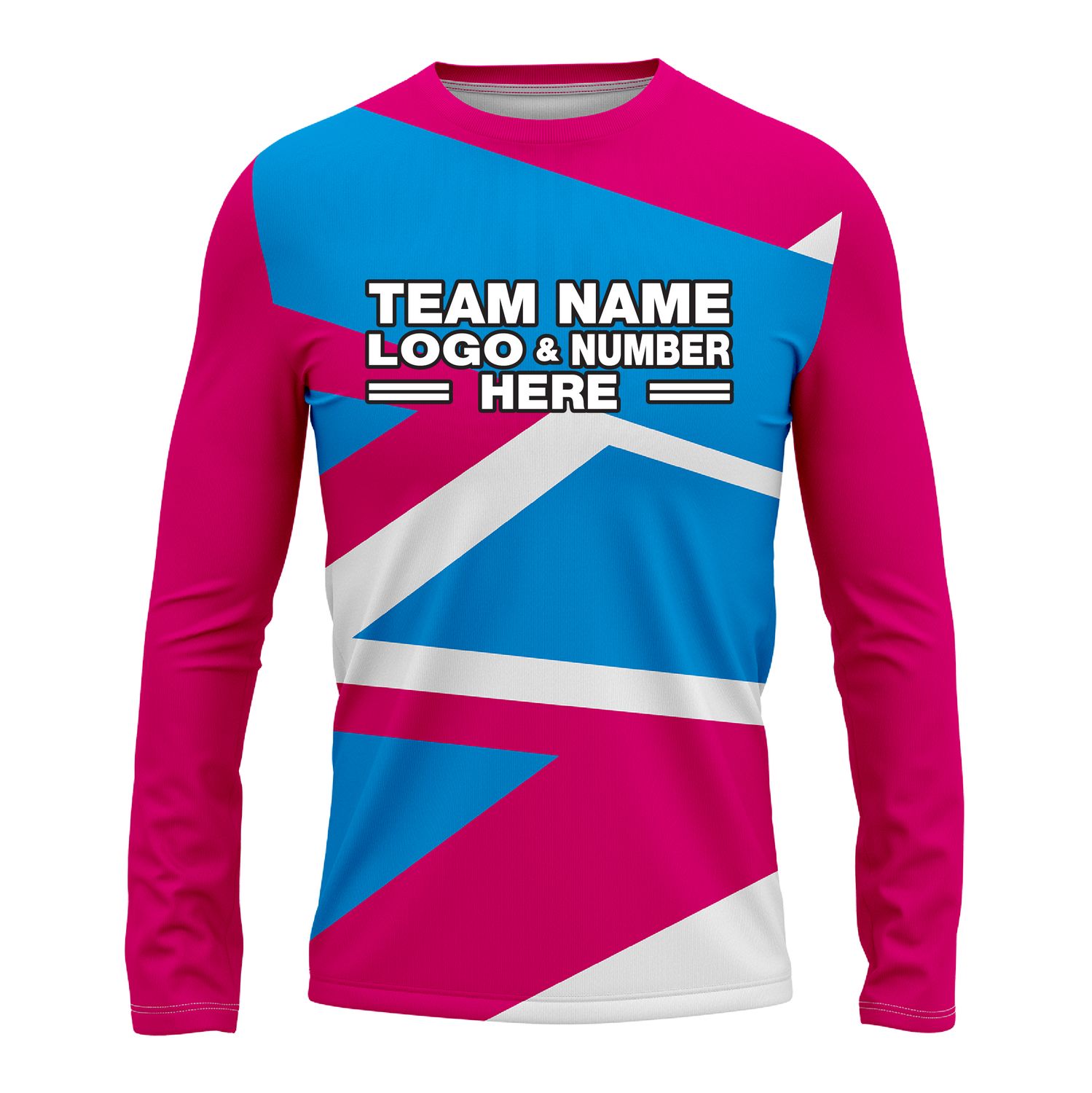 Custom Fully Sublimated Intricate Lines Pattern Pink SkyBlue Performance Long Sleeves