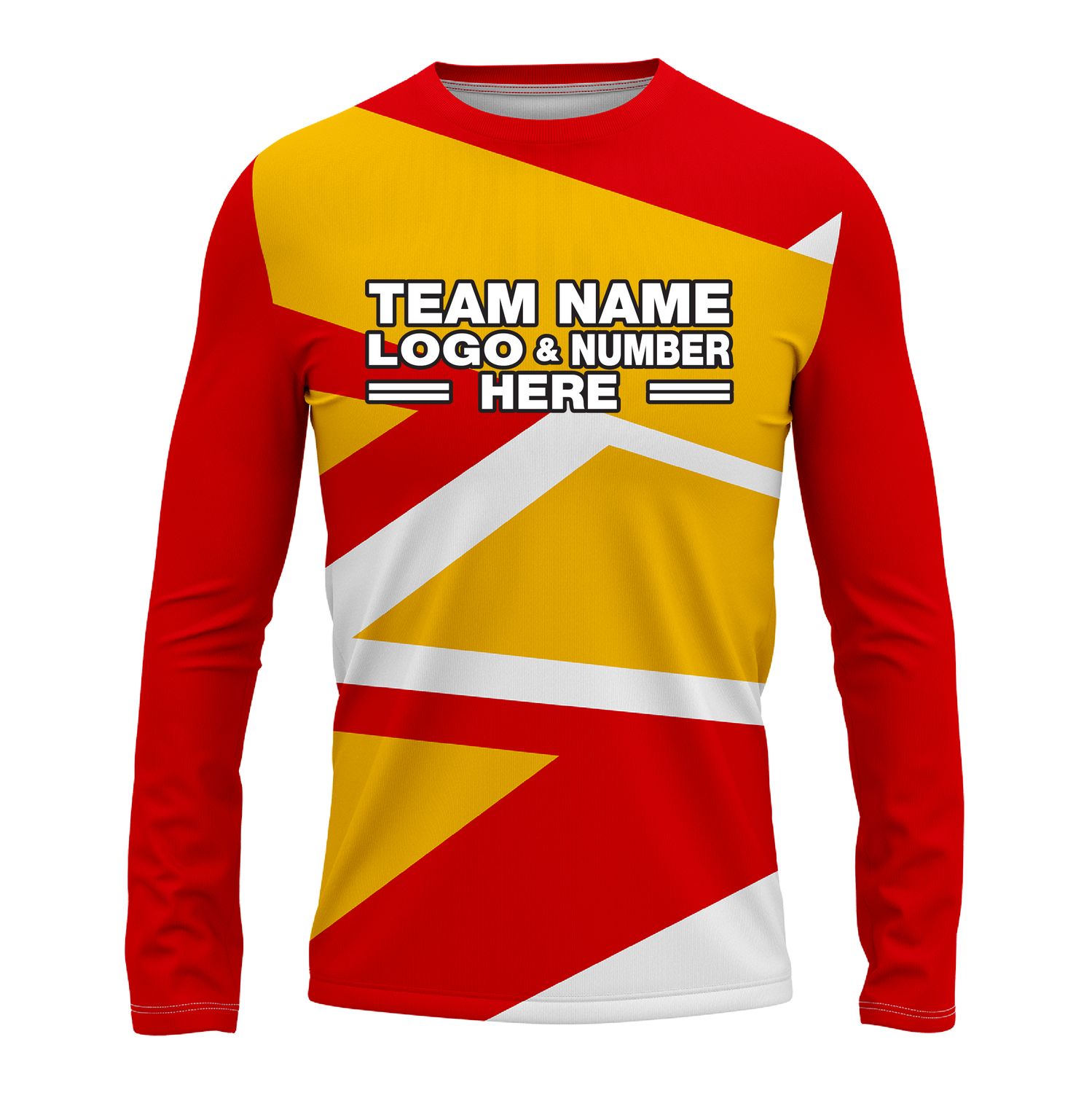 Custom Fully Sublimated Intricate Lines Pattern Yellow Red Performance Long Sleeves 16498