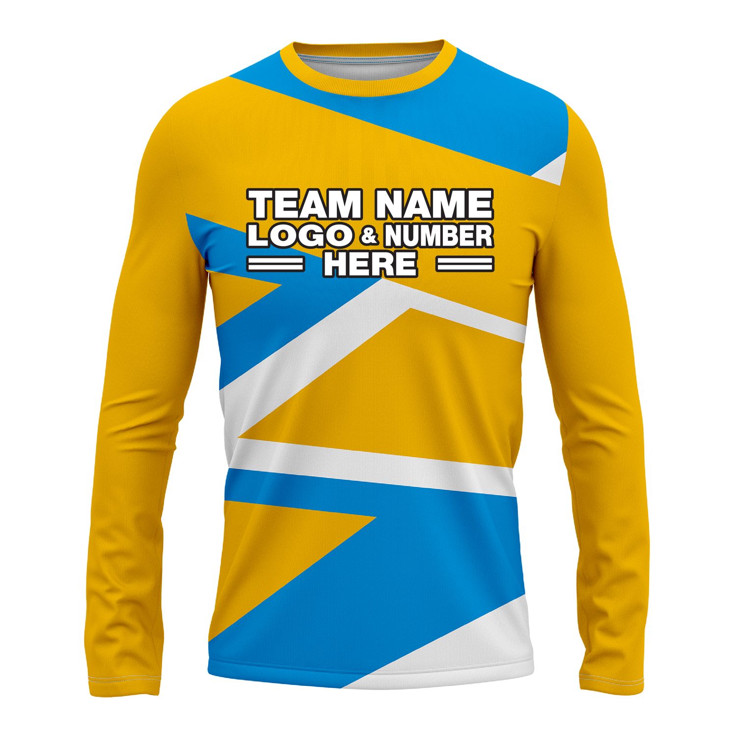 Custom Fully Sublimated Intricate Lines Pattern Yellow SkyBlue Performance Long Sleeves 16510