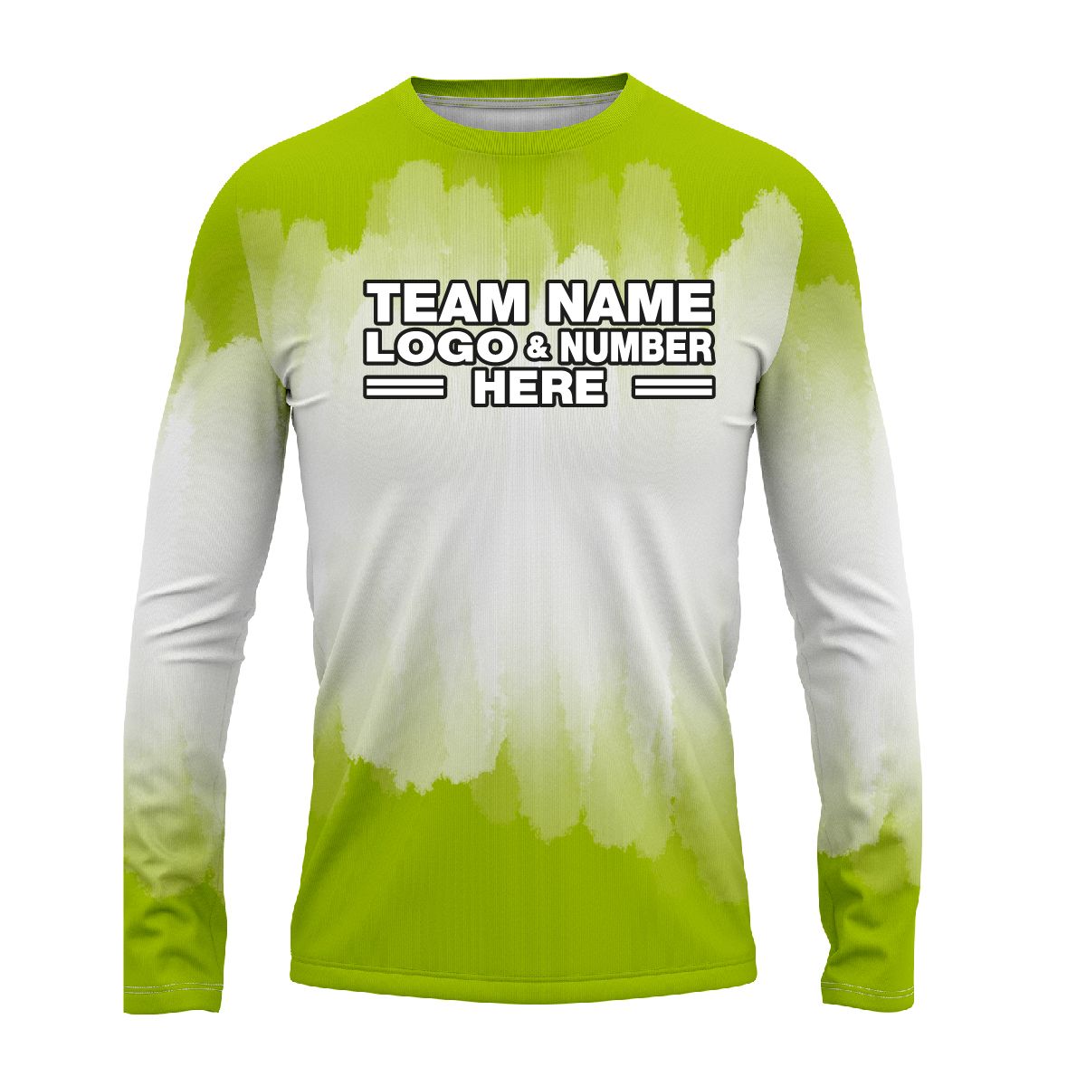 Custom Fully Sublimated Brushed Tie Dye Pattern Green White Performance Long Sleeves 16534