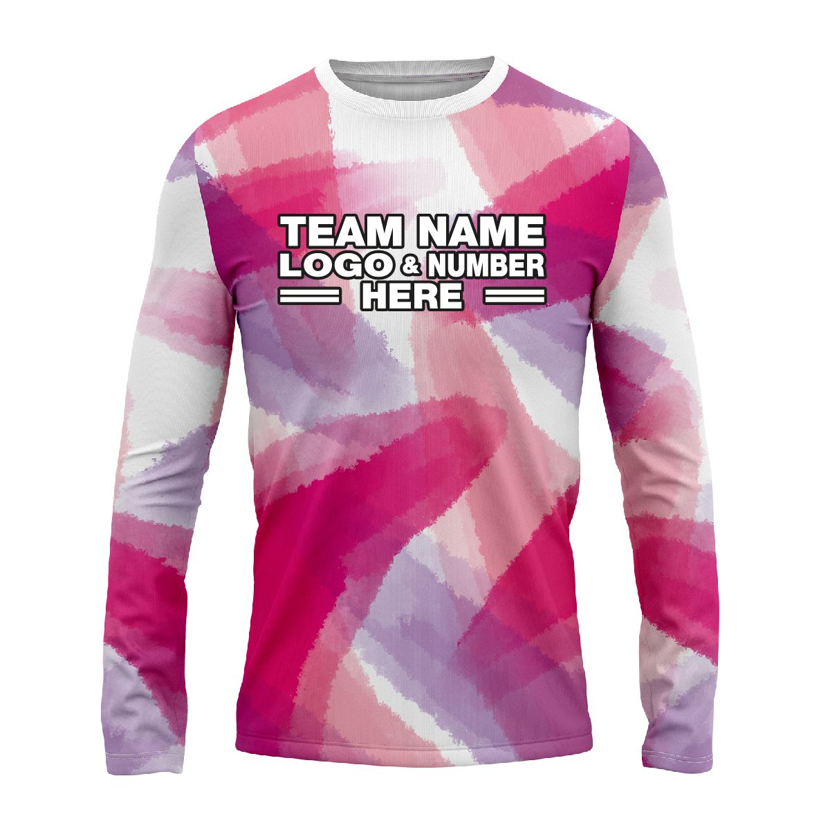Custom Fully Sublimated Blurred Blobs Tie Dye Pattern Pink Performance Long Sleeves 16606