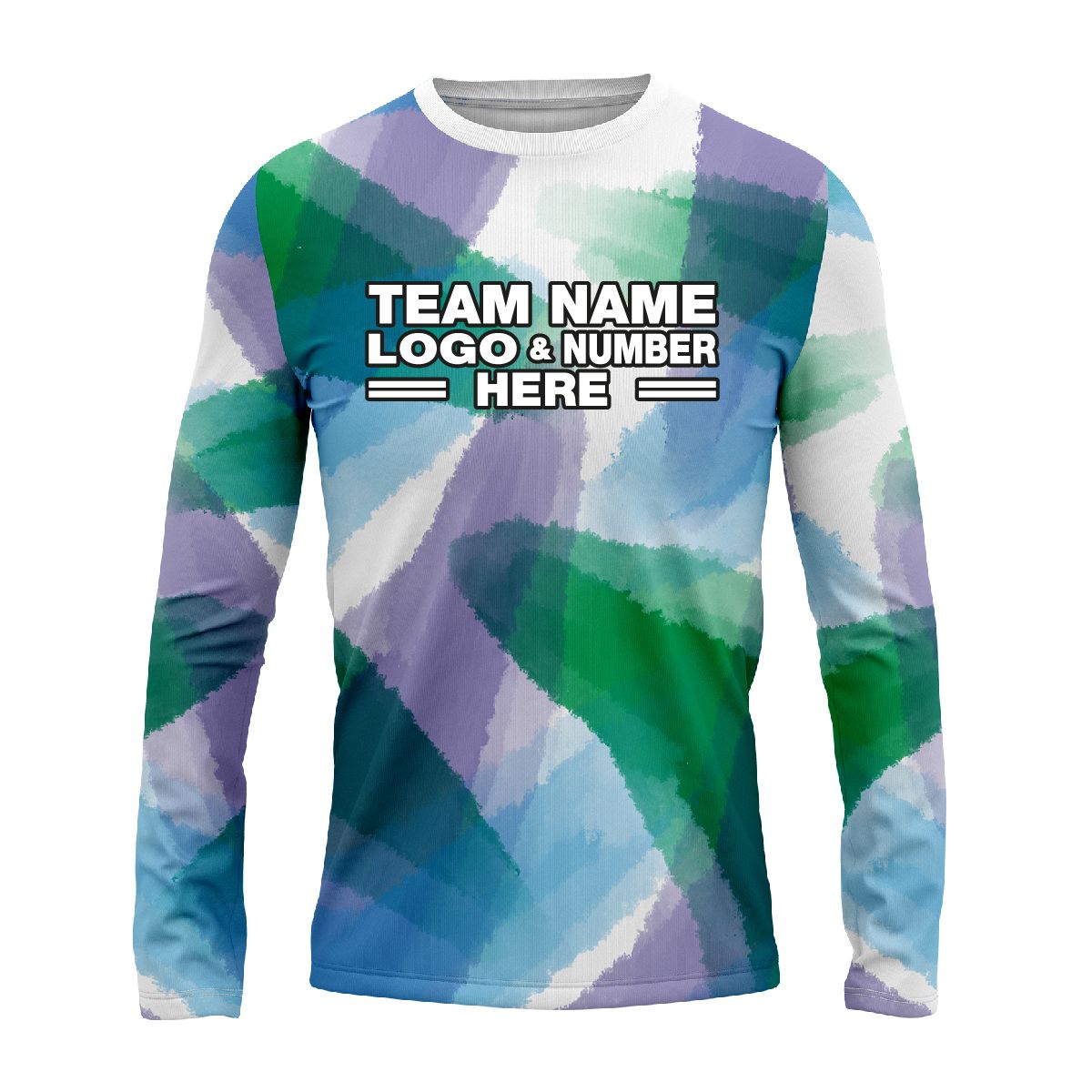 Custom Fully Sublimated Blurred Blobs Tie Dye Pattern Blue Berry Performance Long Sleeves 16630