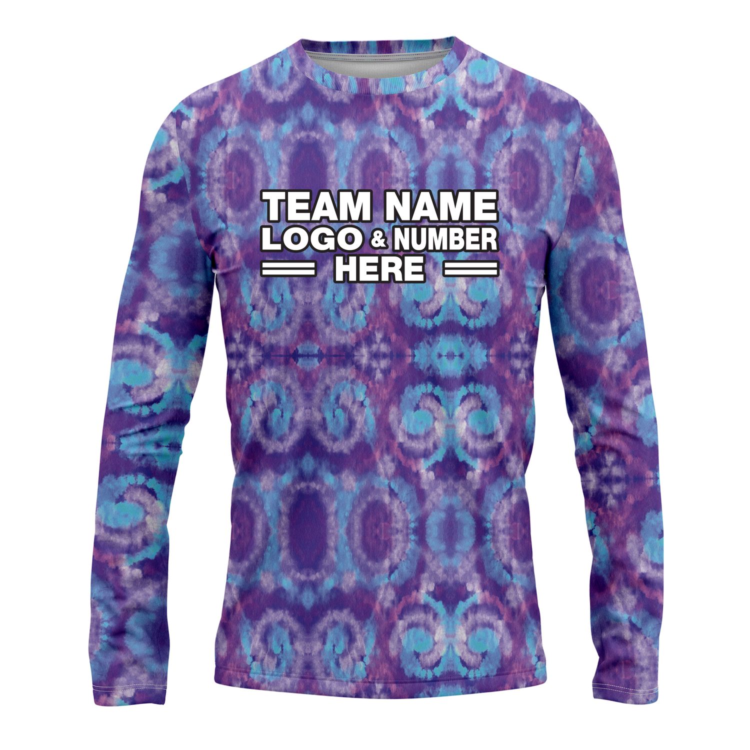 Custom Fully Sublimated Casual Tie Dye Pattern Purple Performance Long Sleeves 16690
