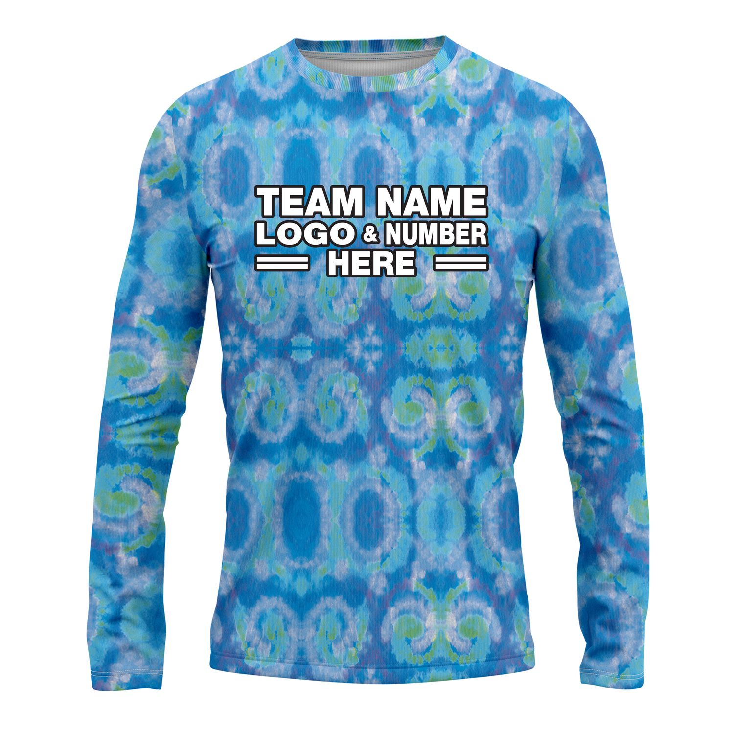 Custom Fully Sublimated Casual Tie Dye Pattern SkyBlue Performance Long Sleeves 16702