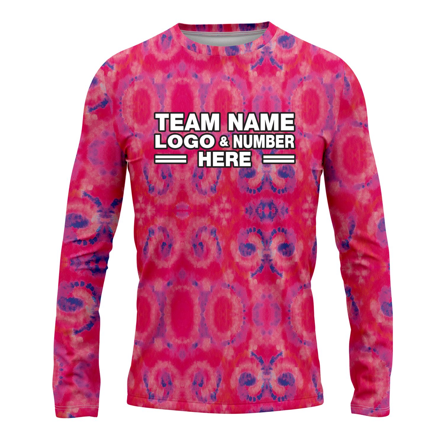 Custom Fully Sublimated Casual Tie Dye Pattern Pink Performance Long Sleeves 16714