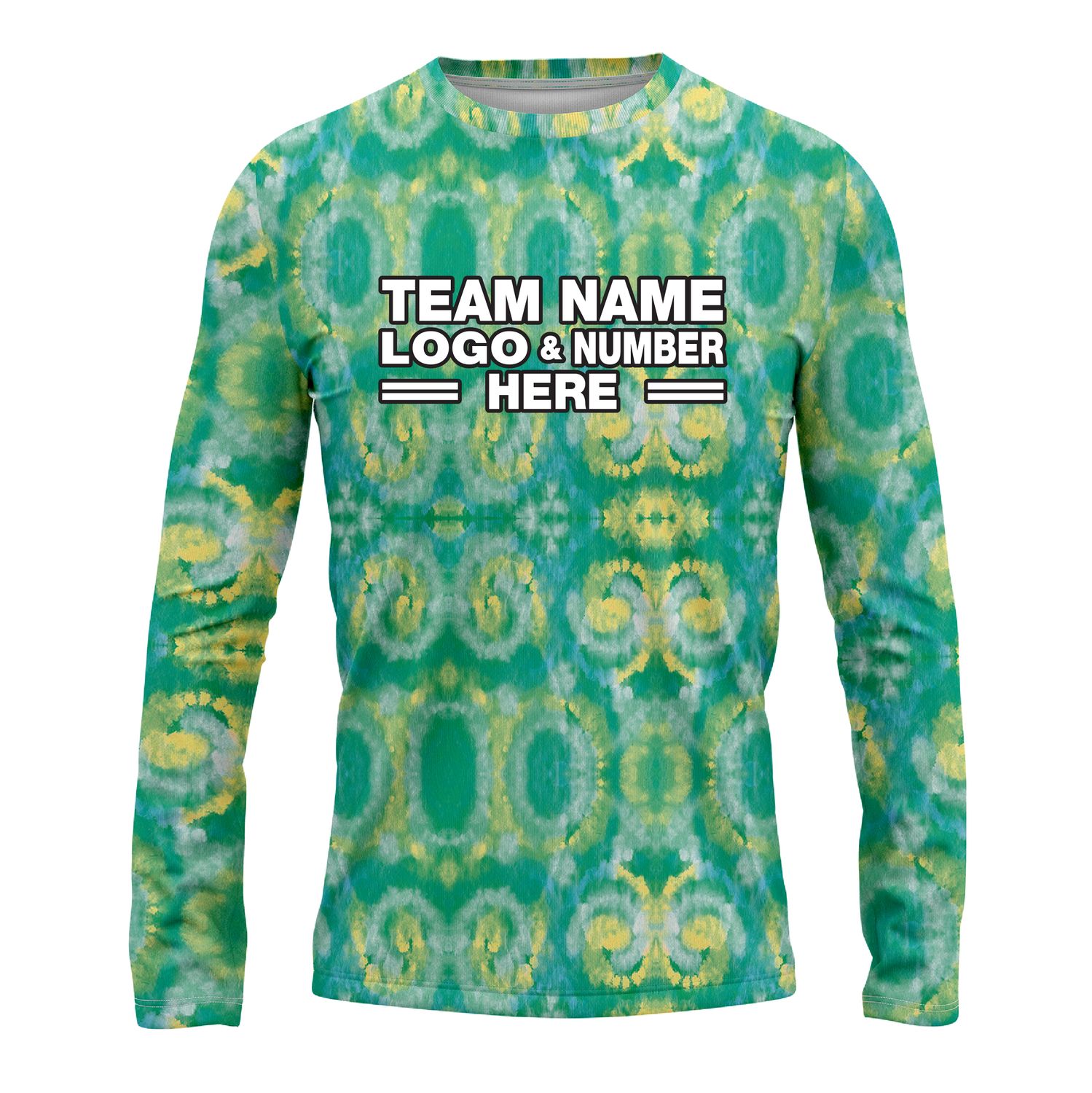 Custom Fully Sublimated Casual Tie Dye Pattern Green Performance Long Sleeves 16726