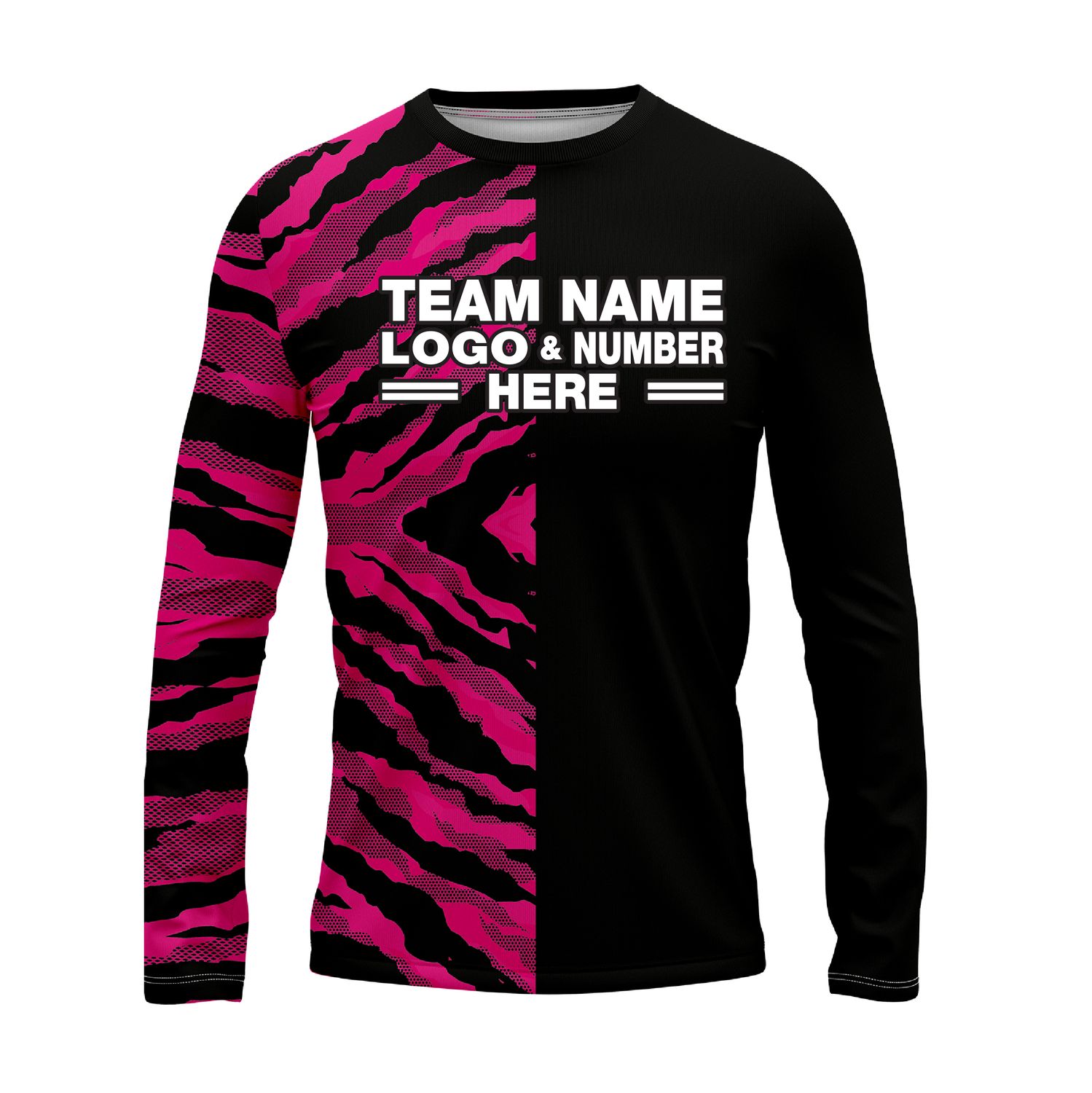 Custom Fully Sublimated Half Tie Dye Pattern Pink Performance Long Sleeves 16774