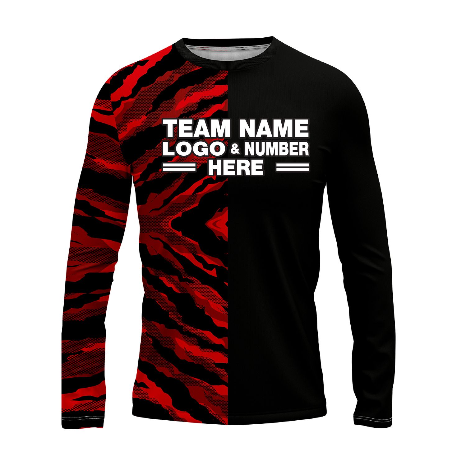 Custom Fully Sublimated Half Tie Dye Pattern Red Performance Long Sleeves 16789