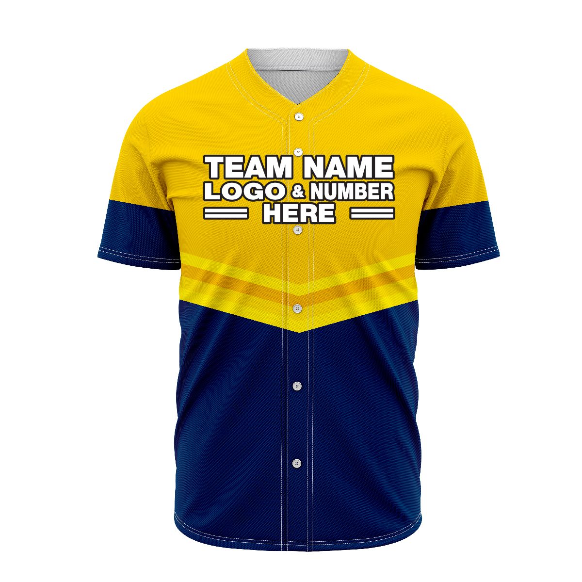 Custom Fully Sublimated Spike Down Pattern Blue Yellow Performance Baseball Softball Full Buttons Jersey 16804