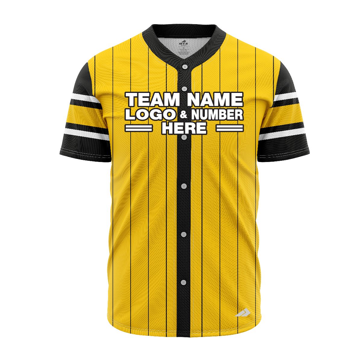 Custom Fully Sublimated Luxury Two Pattern Yellow Black Performance Baseball Softball Full Buttons Jersey 16805