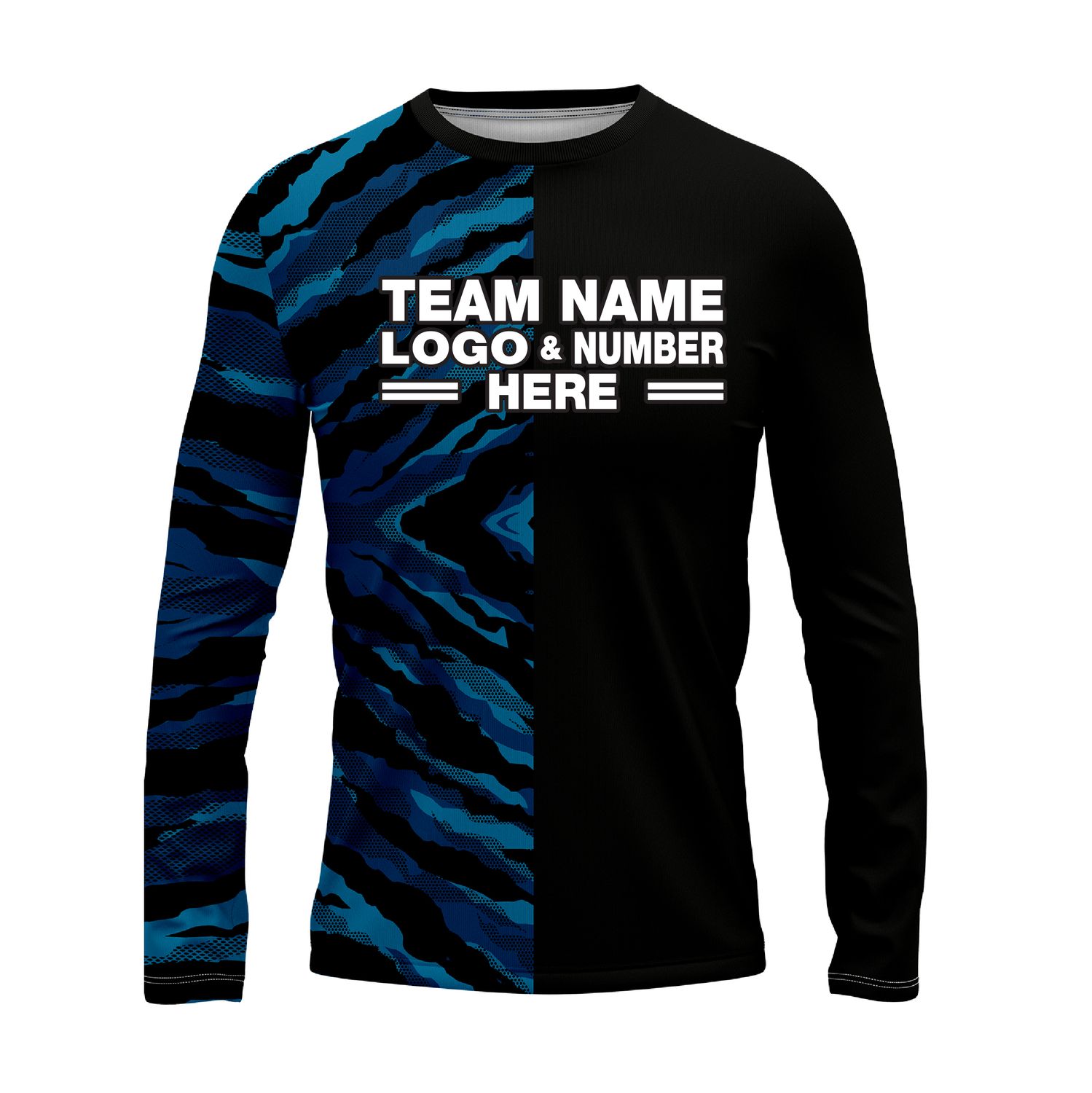 Custom Fully Sublimated Half Tie Dye Pattern Blue Performance Long Sleeves 16823