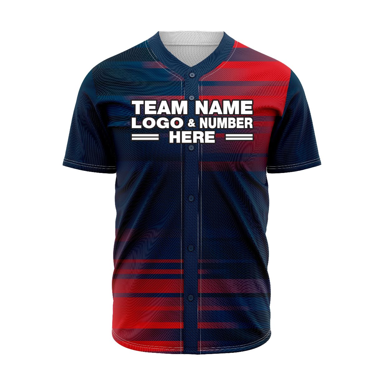 Custom Fully Sublimated Crossover Pattern Dark Blue Red Performance Baseball Softball Full Buttons Jersey 16838