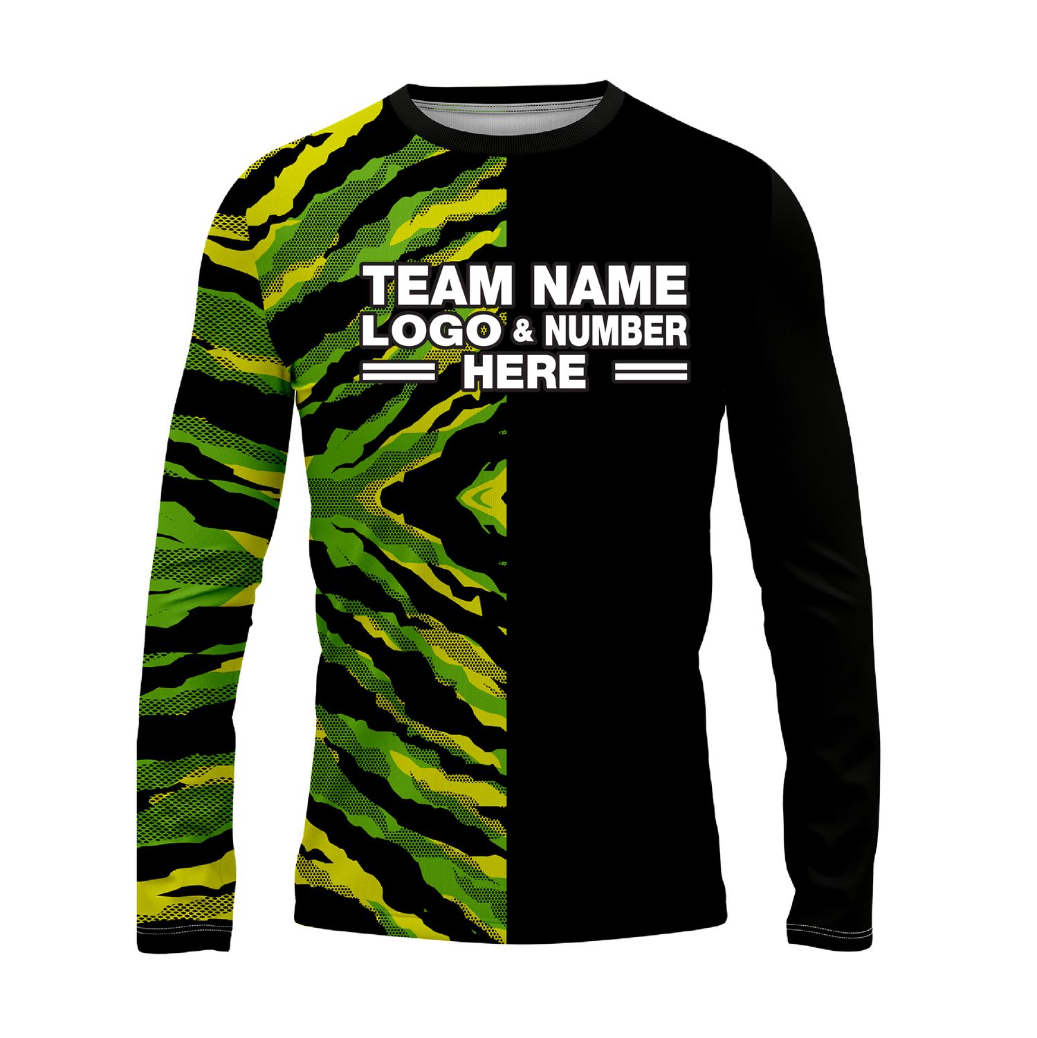 Custom Fully Sublimated Half Tie Dye Pattern Green Performance Long Sleeves 16843