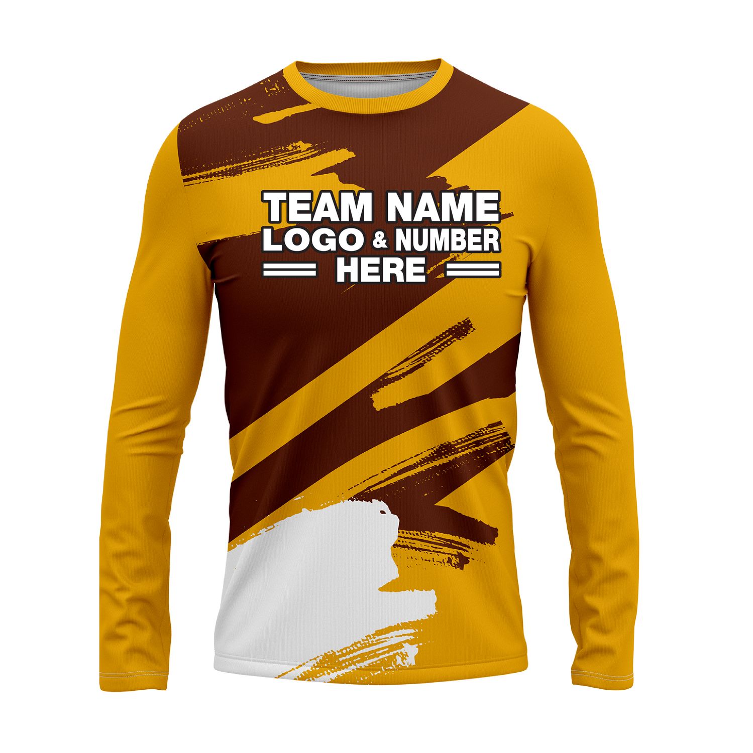 Custom Fully Sublimated Paint Brush Tie Dye Pattern Brown Yellow Performance Long Sleeves 16871