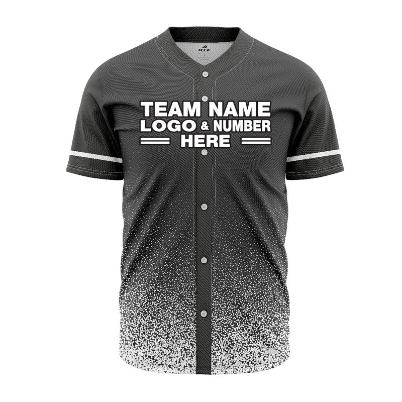 Custom Fully Sublimated Glitter Pattern Gray White Performance Baseball Softball Full Buttons Jersey 16892