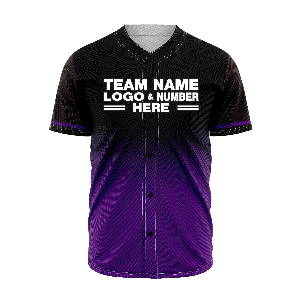 Custom Fully Sublimated Faded from the Bottom Pattern Purple Black Performance Baseball Softball Full Buttons Jersey 16889