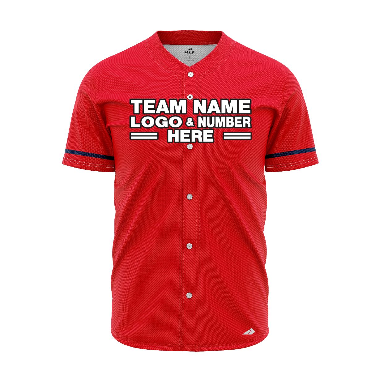 Custom Fully Sublimated Modern Seven Pattern Red Dark Blue Performance Baseball Softball Full Buttons Jersey 16895