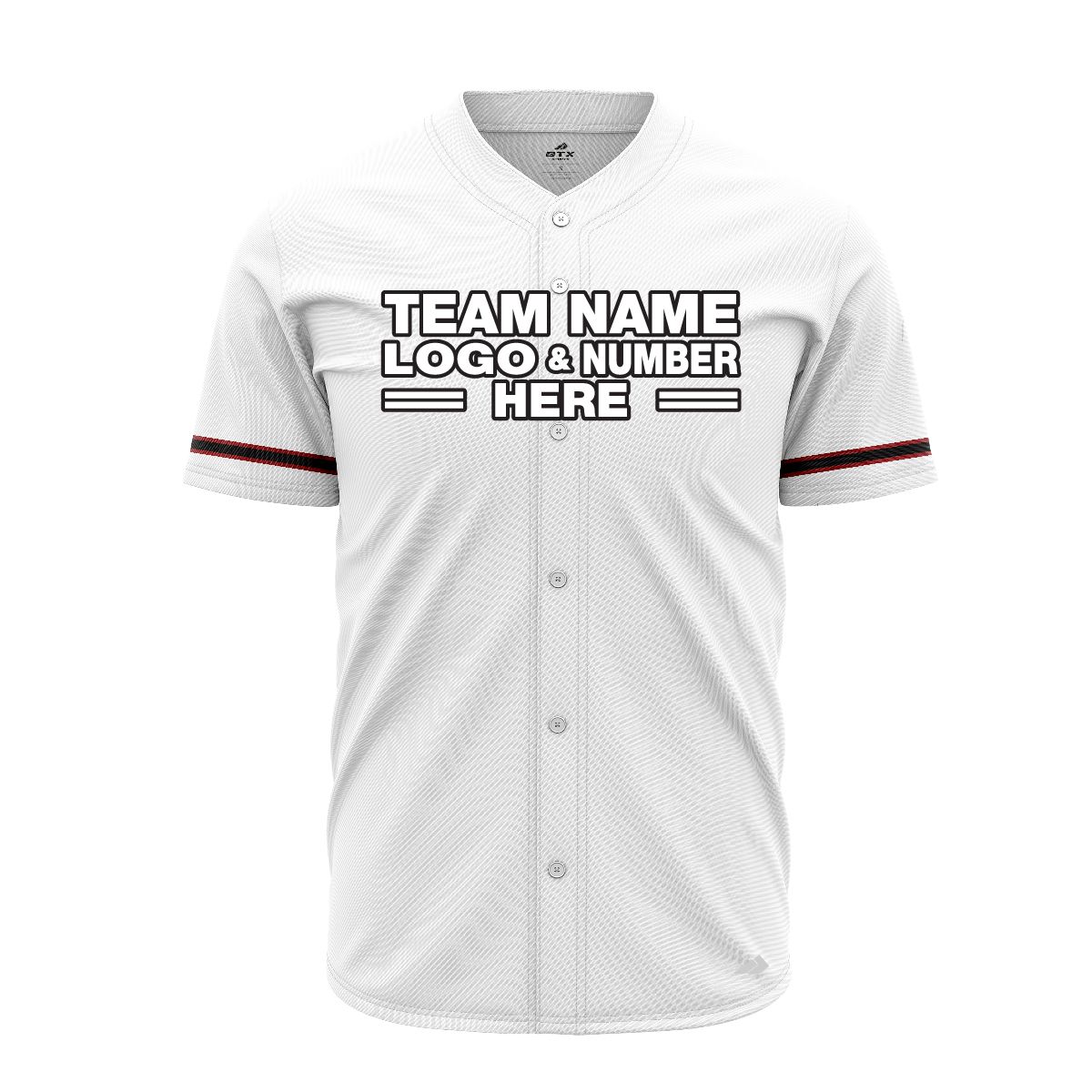 Custom Fully Sublimated Modern Two Pattern White Black Red Performance Baseball Softball Full Buttons Jersey 16920