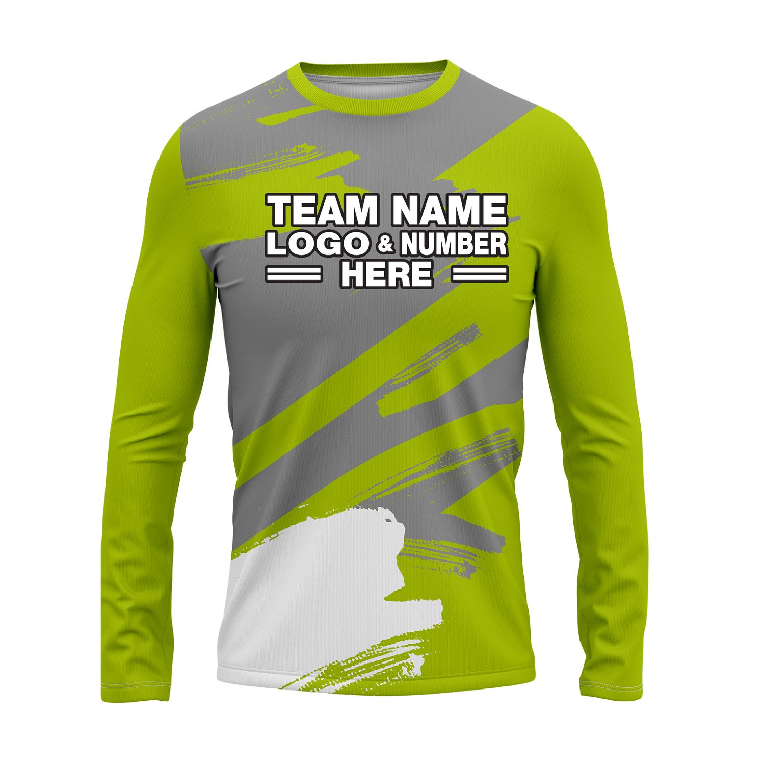 Custom Fully Sublimated Paint Brush Tie Dye Pattern Gray Green Performance Long Sleeves 16924
