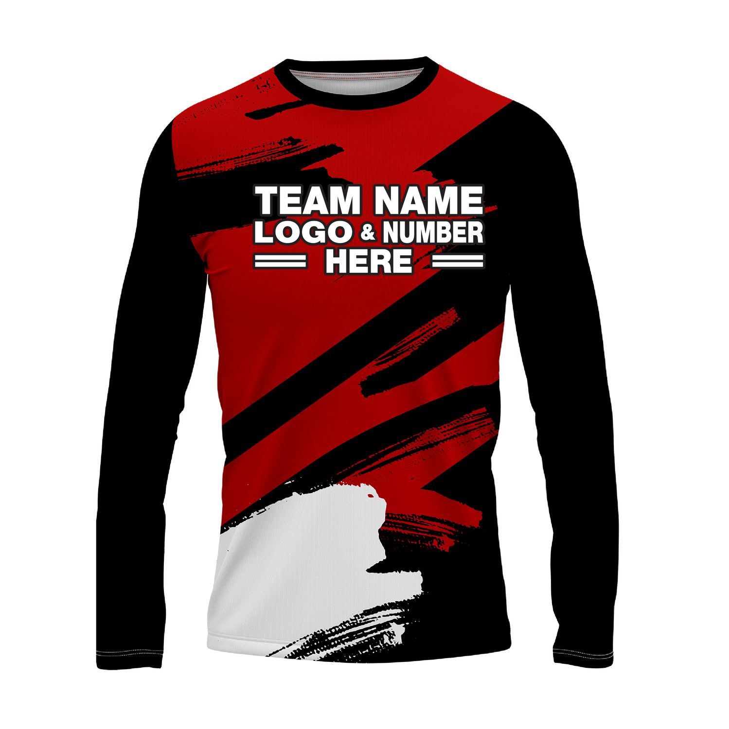 Custom Fully Sublimated Paint Brush Tie Dye Pattern Red Black Performance Long Sleeves 16938