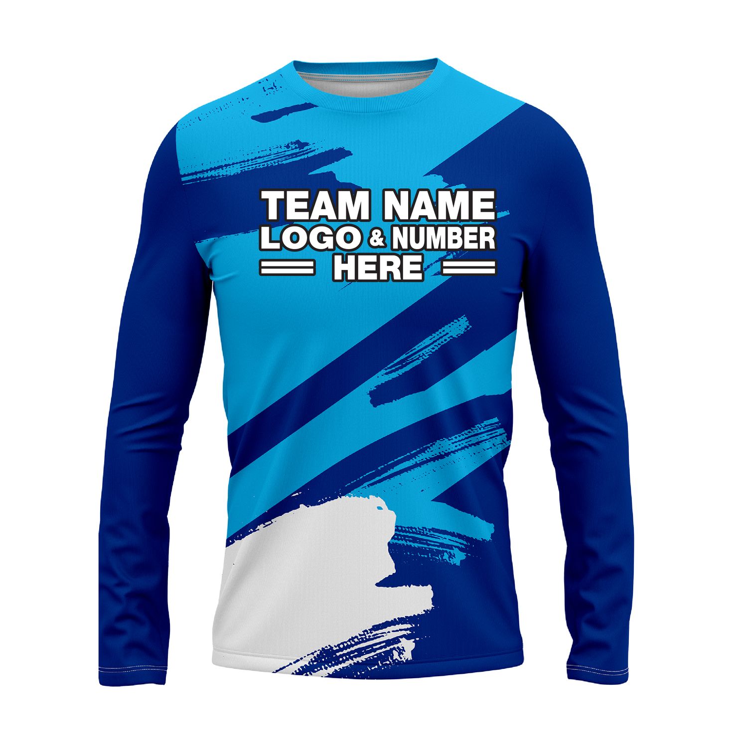 Custom Fully Sublimated Paint Brush Tie Dye Pattern Sky Blue Performance Long Sleeves 16954