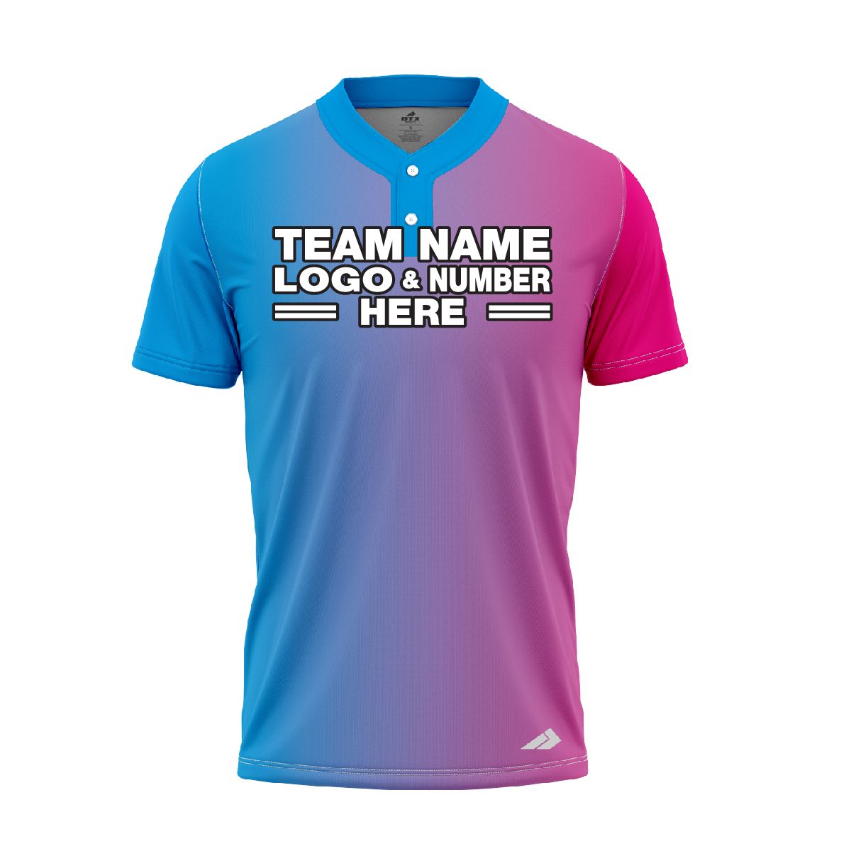 Custom Fully Sublimated Half Faded Pattern Pink SkyBlue Performance Baseball Softball Two Buttons Jersey 16970