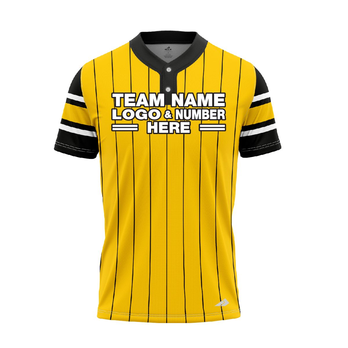 Custom Fully Sublimated Luxury Two Pattern Yellow Black Performance Baseball Softball Two Buttons Jersey 16974