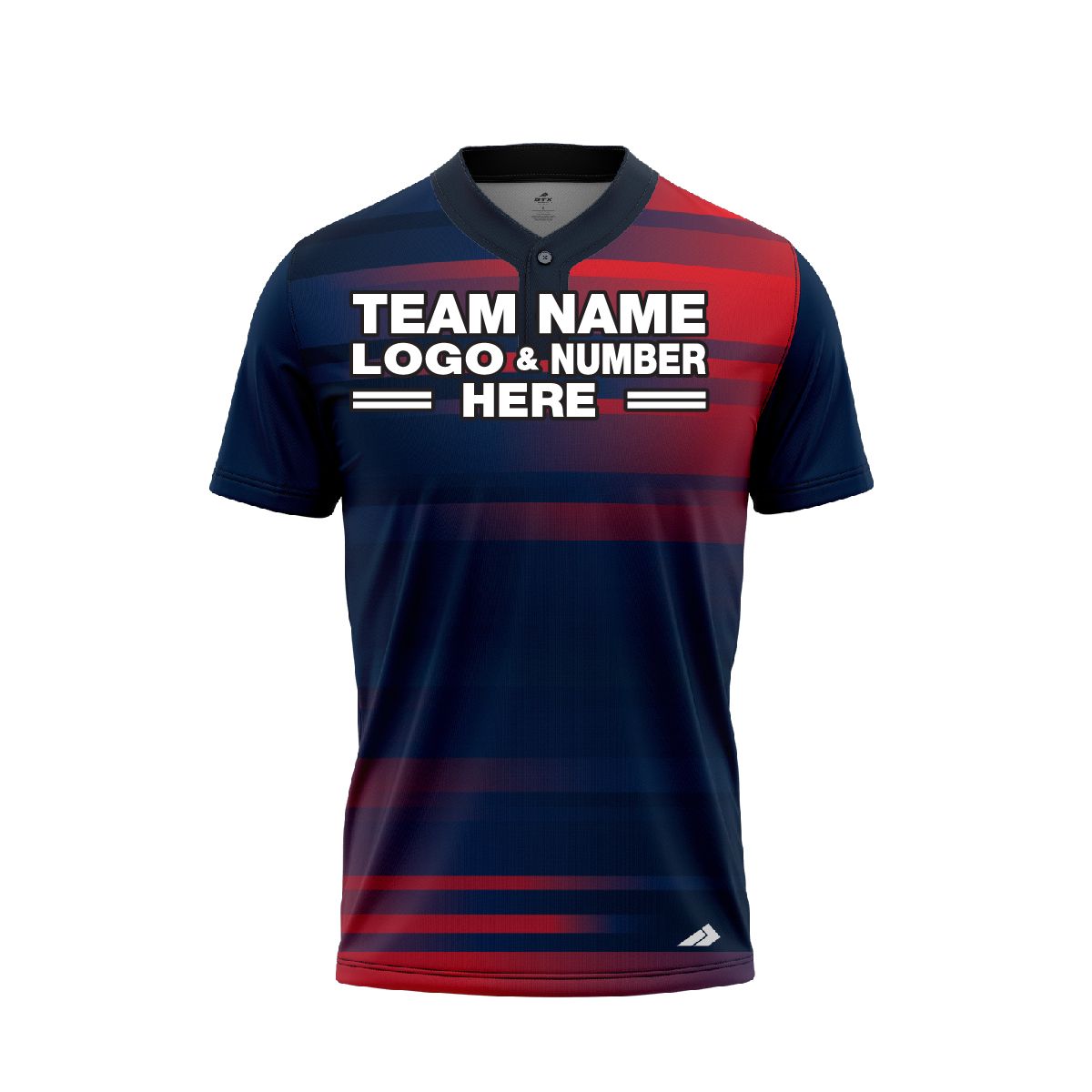 Custom Fully Sublimated Crossover Pattern Dark Blue Red Performance Baseball Softball Two Buttons Jersey 17004