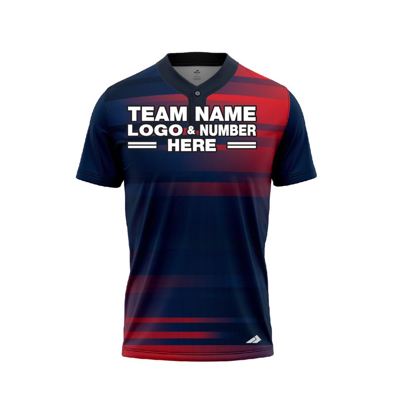 Custom Fully Sublimated Crossover Pattern Dark Blue Red Performance Baseball Softball Two Buttons Jersey 17004