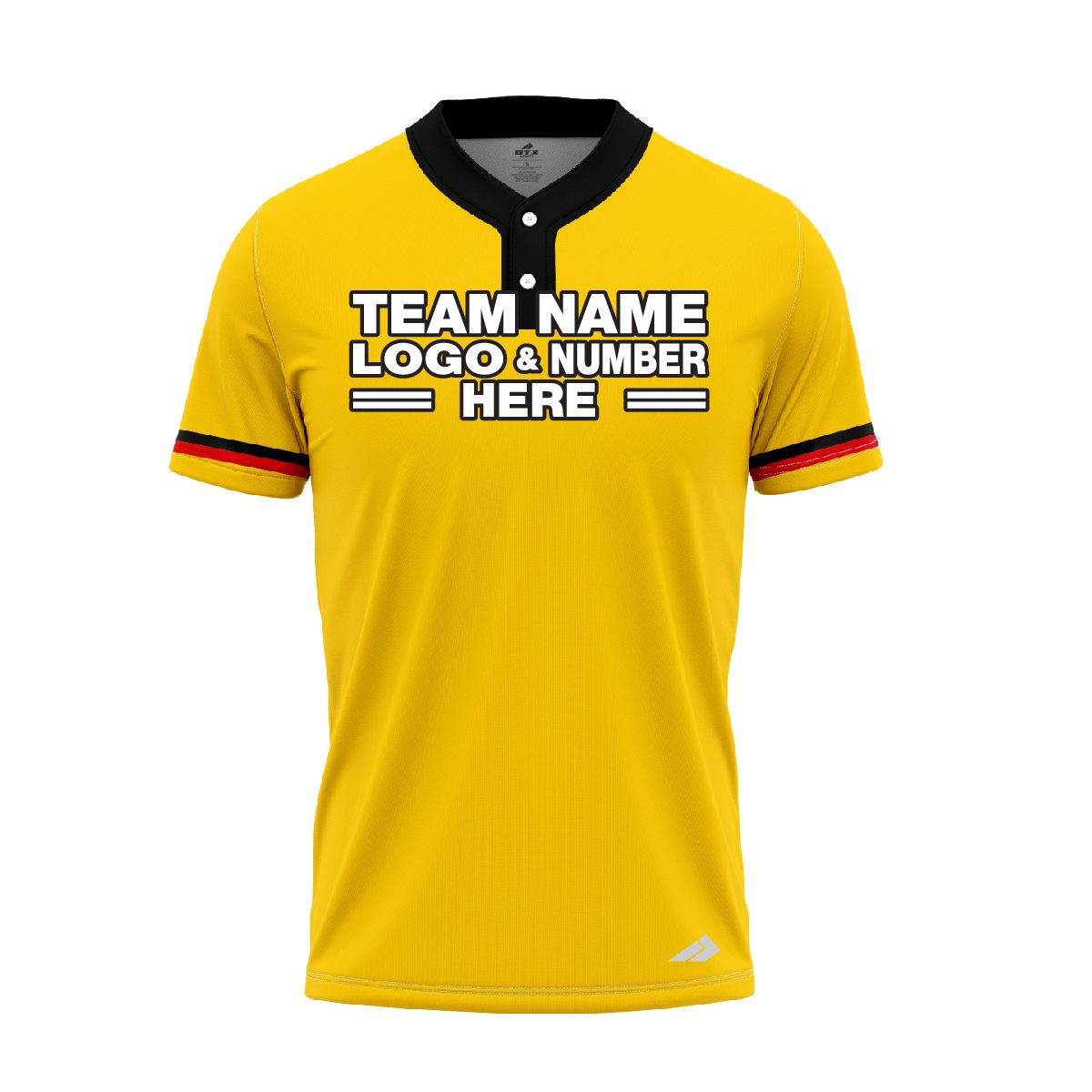 Custom Fully Sublimated Modern Ten Pattern Yellow Black Red Performance Baseball Softball Two Buttons Jersey 17018