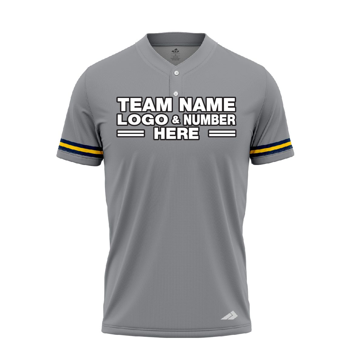 Custom Fully Sublimated Solid Six Pattern Gray Black Yellow Performance Baseball Softball Two Buttons Jersey 17028