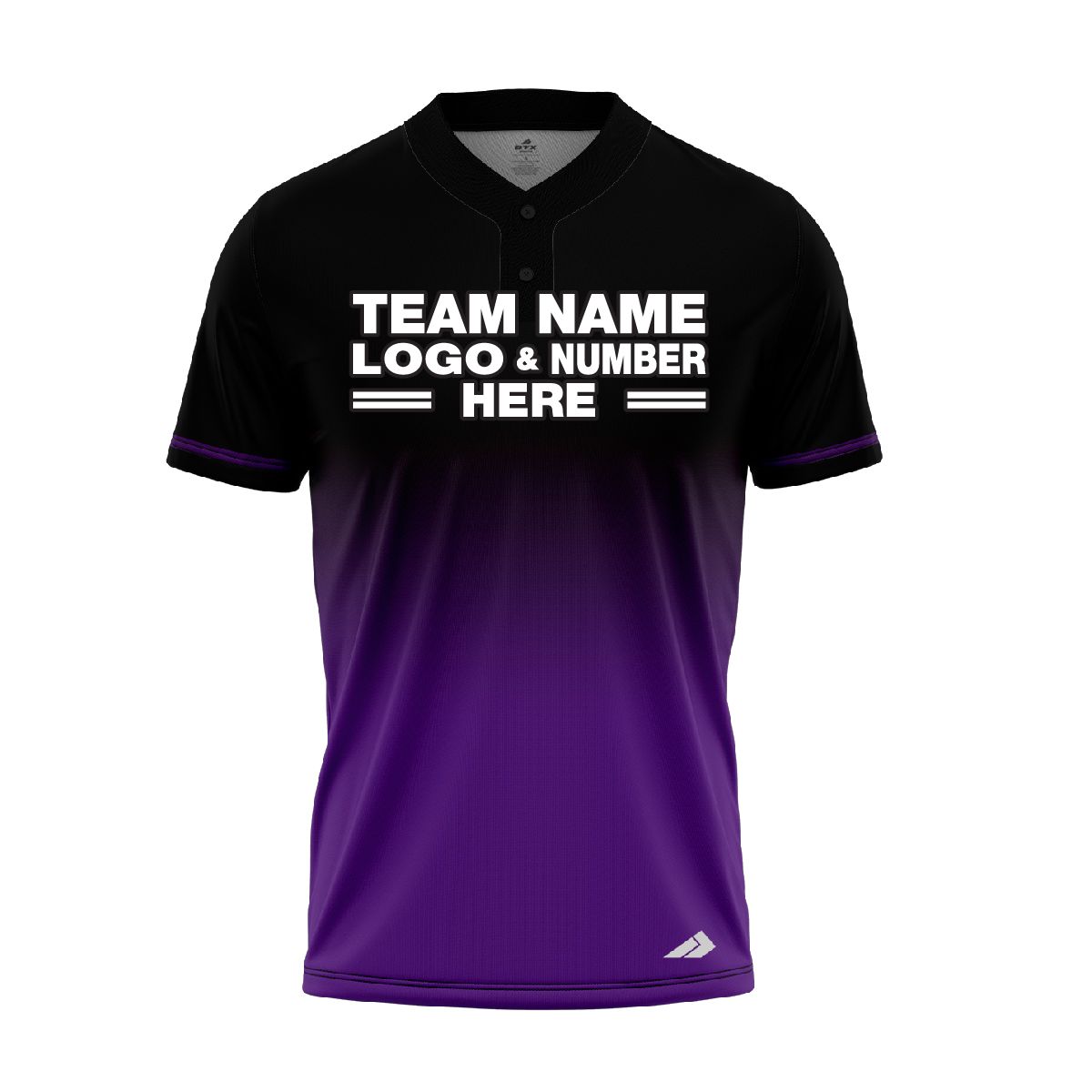 Custom Fully Sublimated Faded from the Bottom Pattern Purple Black Performance Baseball Softball Two Buttons Jersey 17036