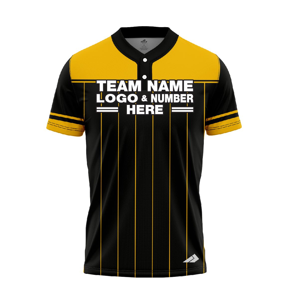 Custom Fully Sublimated Luxury Pattern Black Yellow Performance Baseball Softball Two Buttons Jersey 17044