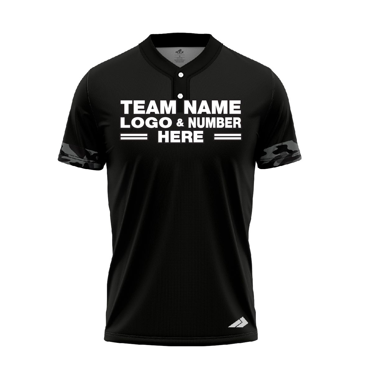 Custom Fully Sublimated Line of Spots Pattern Black Gray Performance Baseball Softball Two Buttons Jersey 17056
