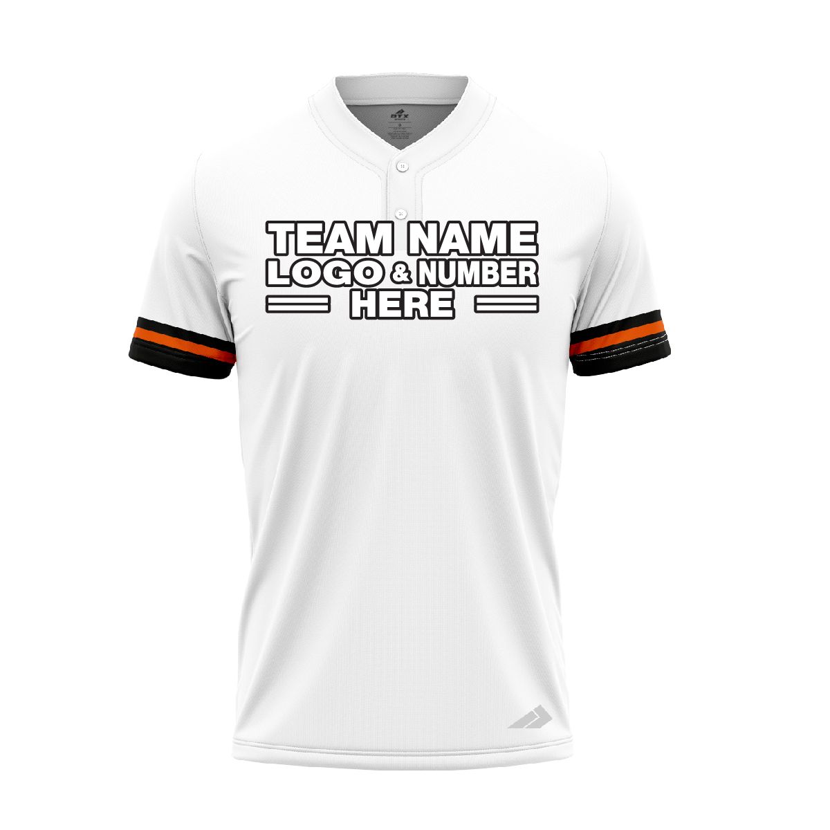 Custom Fully Sublimated Modern Four Pattern White Orange Black Performance Baseball Softball Two Buttons Jersey 17058