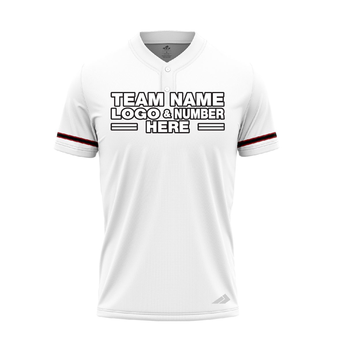 Custom Fully Sublimated Modern Two Pattern White Black Red Performance Baseball Softball Two Buttons Jersey 17074