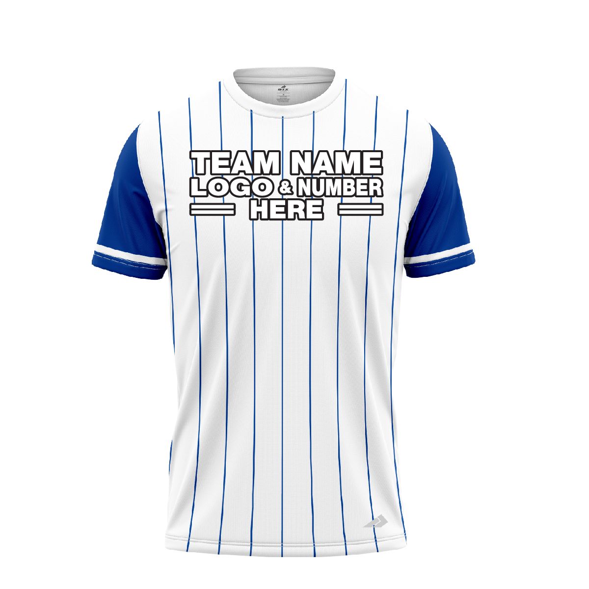 Custom Fully Sublimated Vertical Stripes Seven Pattern White Blue Performance Baseball Softball Jersey 17084