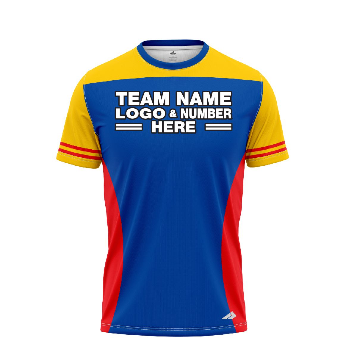 Custom Fully Sublimated Unique Two Pattern Blue Yellow Red Performance Baseball Softball Jersey 17089