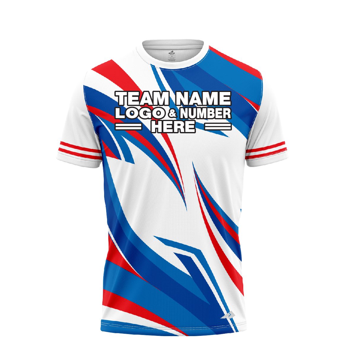 Custom Fully Sublimated Break Point Pattern White Blue Red Performance Baseball Softball Jersey 17090