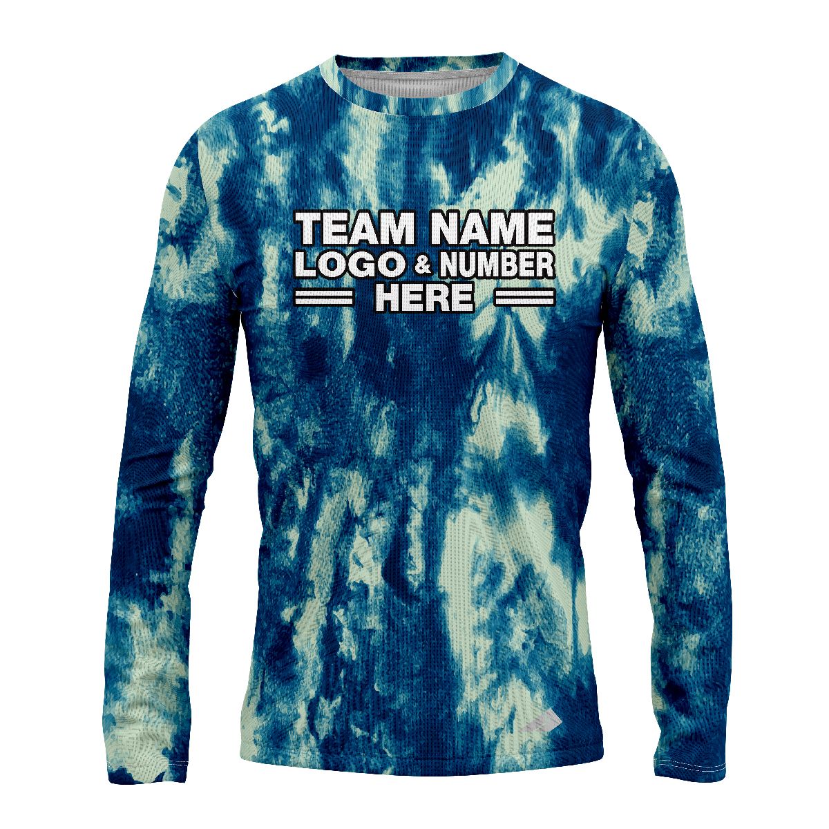 Custom Fully Sublimated Electric Blues Tie Dye Pattern Performance Long Sleeves 17103